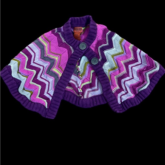 Missoni for Target zig zag crochet caplet sweater cape purples pink yellow 4T-5T - Picture 2 of 3